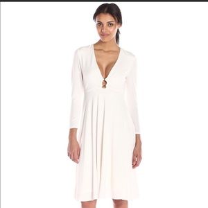 Halston Heritage Deep V neck jersey midi dress